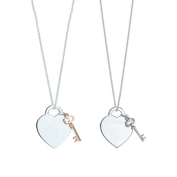 

pendant necklaces kalung liontin hati klasik wanita dengan kunci kualitas tinggi sederhana kepribadian perhiasan hadiah mendukung drop 23051, Silver