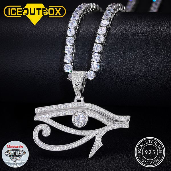 

pendant necklaces d vvs eye of horus liontin kalung untuk wanita pria 925 perak murni mode hip hop batu perhiasan tren hadiah 230517, Silver