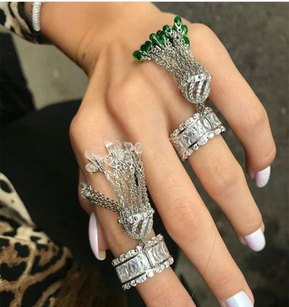 

fashionsilver 925 ring tassel baguette for women with white pink blue green tassel crystal stone fine jewelry for wedding gift1575138, Silver