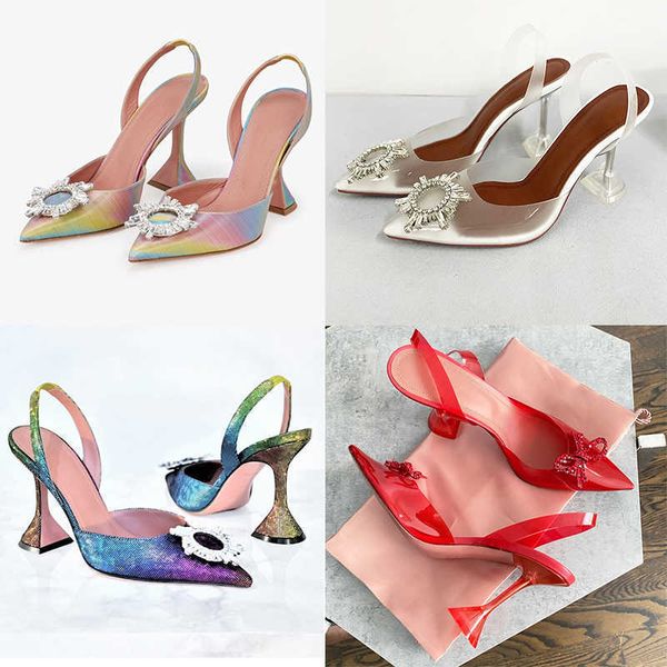 

women high heel sandals shoes amina muaddi begum bow crystal-embellished buckle pointed toesl sunflower sandal summer girls dinner dress sho, Black