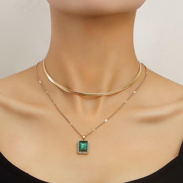 

clover necklace snake bone double gem pendant collarbone chain female niche retro design cool style accessories designer jewlery for women v, Silver