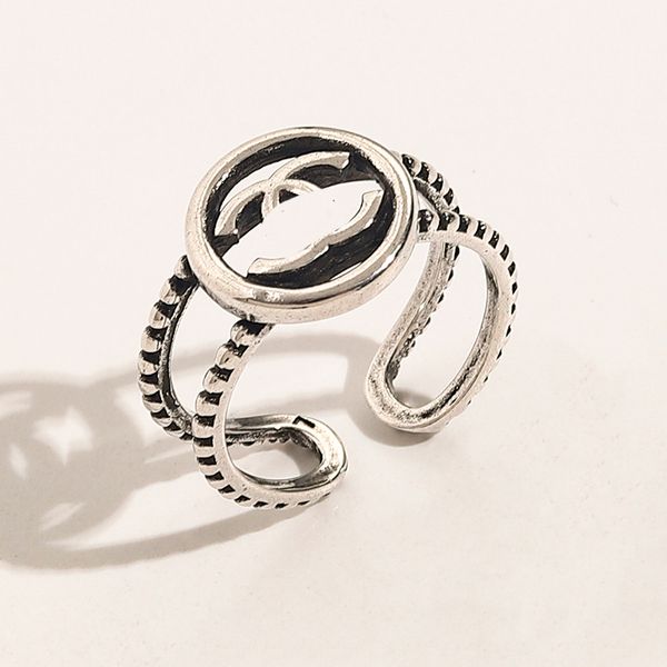 

fashion jewelry designer letter rings women loves charms wedding supplies crystal 18k gold plated copper finger adjustable open ring luxury, Silver
