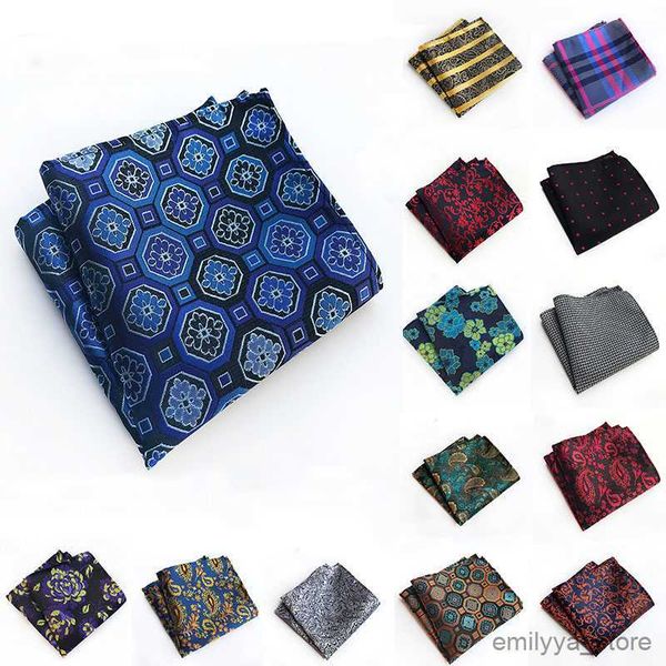 

2pcs handkerchiefs fashion men's pocket square silk hankerchief flower paisley dot floral hanky wedding party gift for man pocket scarf, Blue;white