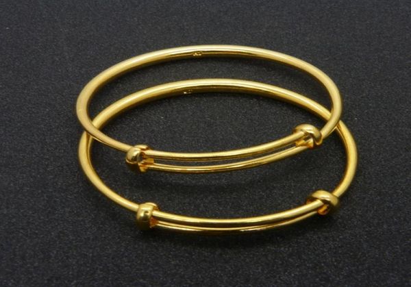 

massive 24k yellow gold filled smooth 3mm baby bracelet bangle 2pcslot inner diameter 185inch2972829, Black