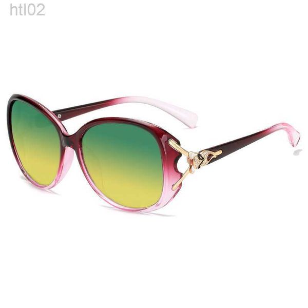 

2023 new fox head diamond polarized light women's sun protection sunglasses day and night driving sunglasses, White;black