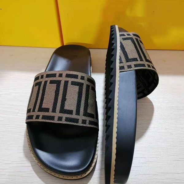 

designer men slides f fabric leather sandals black slippers f letter summer fashion classic flat man slide beach sandal quality size 38-46 0