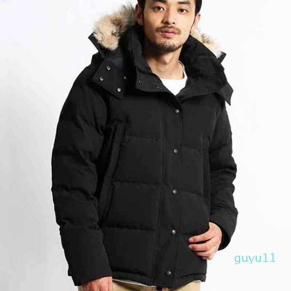 

men winter down coats parkas jassen chaquetas outerwear wolf fur hoodeds manteaus, Black