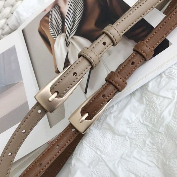 

s3660 vintage women slim leather belt metal needle buckle simple jeans dress decorated belts, Black;brown