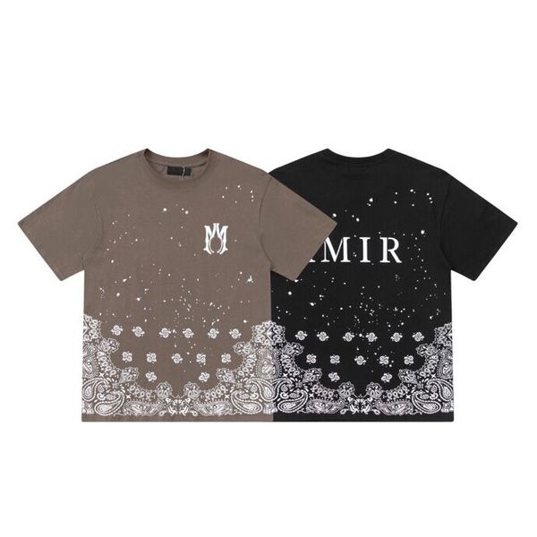 

2023ss man high street t shirt cotton short-sleeved fashion men and women short t-shirt couple models men and women cotton crewneck printed, Black;brown