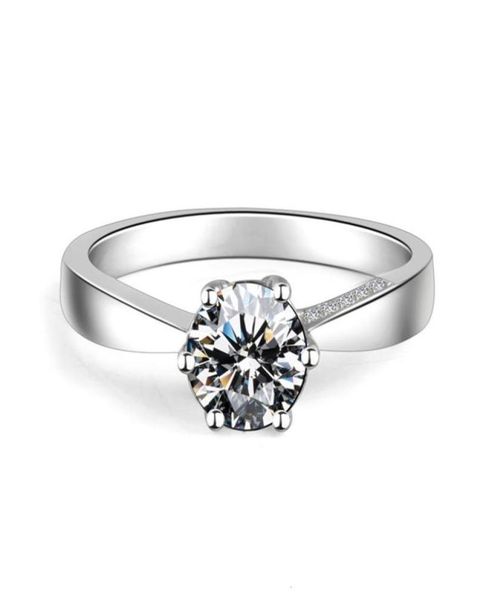 

hbp fashion luxury classic simulation female ring with six claws single flash diamond zircon inlaid ring fashionable and simple 8006220, Silver