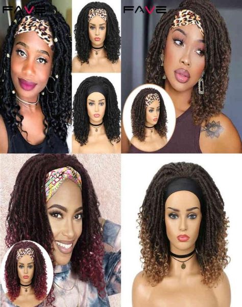 

hair fave dreadlock braided headband synthetic goddess faux nu locs curly tress crochet for black white women 2203011303400, Black;brown