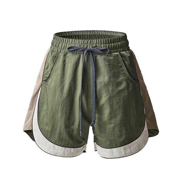 

patchwork drawstring cargo shorts men's casual knee length pants oversized