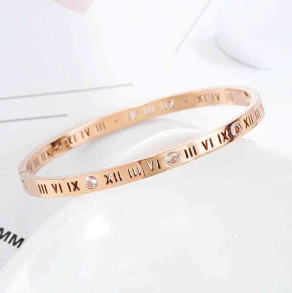 

korean fashion hollowed out roman digital diamond plated rose gold simple versatile niche red women039s bracelet6896963, Black