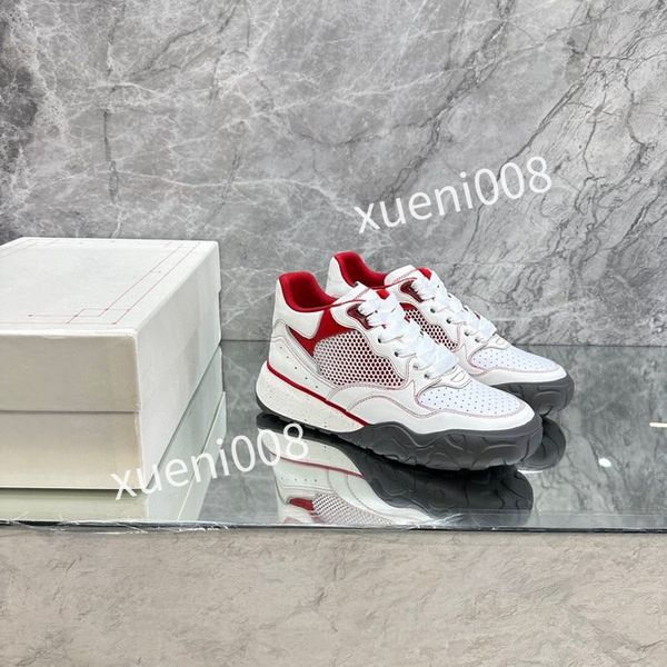 

new womens men quality casual shoes designer leather lace-up sneaker fashion running trainers letters flat printed gym sneakers2023, Red;white