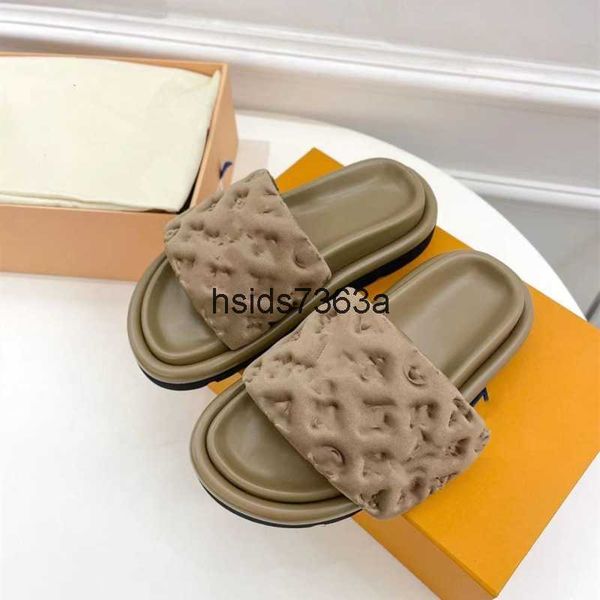 

platform designer slipper luxurious sandles pool pillow comfort mule slides platforms sandal for woman real leather summer shoe with box, Black