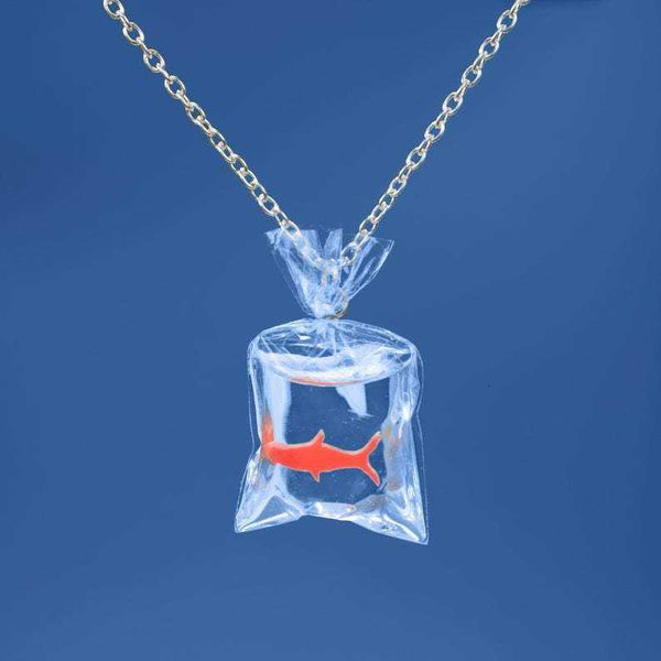 

jewelry pendant necklace selling creative water bag novel goldfish transparent resin jameela jamil koi necklace, Black