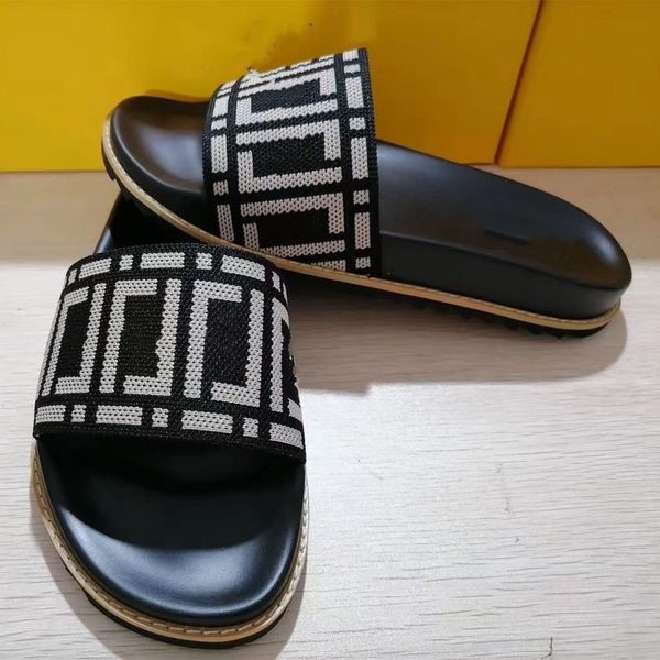 

casual shoes designer men slides f fabric leather sandals black slippers letter summer fashion classic flat man slide beach sandal uality si