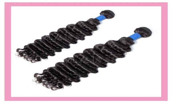 

peruvian human hair deep wave 2bundles virgin hair extensions curly hair double wefts natural color whole remy 830inch5490310, Black