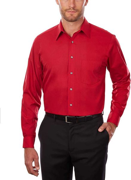 

shirt van heusen men's regular formal fit poplin solid 0c5l, White;black