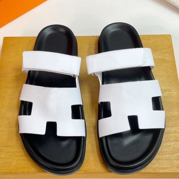 

designer chypre slippers women leather sandals mens ladies flip flops summer beach flat slippers s with box, Black