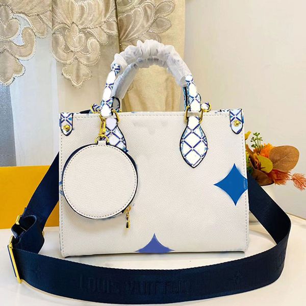

tote bag shoulder handbags large shopping bag detachable zippered handbag color screen printed small circular coin wallet genuine leather