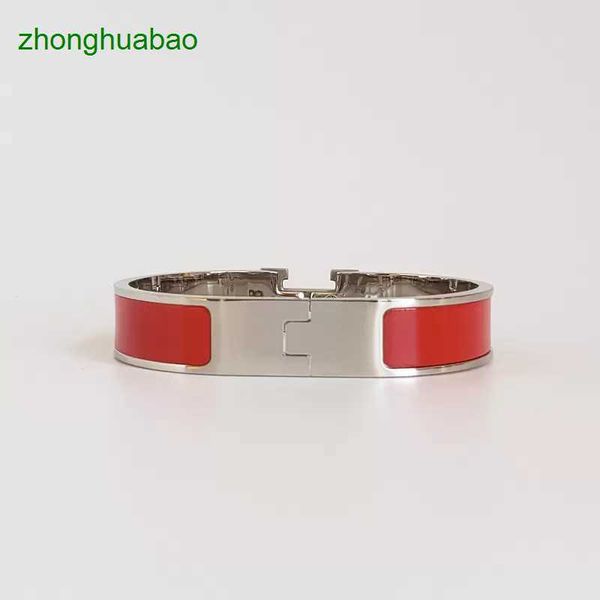 

hemres designer bracelet classic h bangle for silver enamel bracelets men and women cuff bracelet 12mm wide with gift bag q0lq, Black