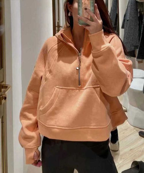 

lulus yoga sweatshirt scuba full half zip hoody hoodies outdoor leisure sweatshirts gym clothes women workout fitness new high end 60ess, Black