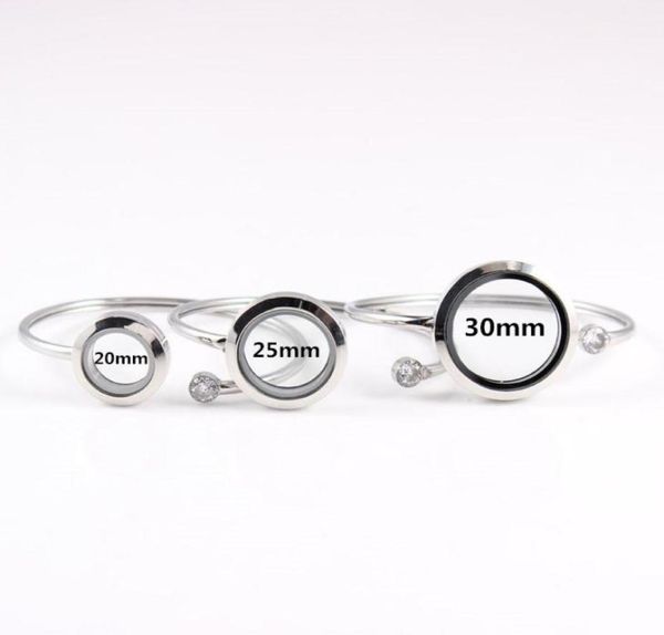 

round silver stainless steel locket bangle 20mm 25mm 30mm floating charm memory bracelet for women jewelry3430434, Black