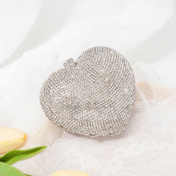 

totes heart shaped crystal evening clutch bag women luxury designer chic boutique novelty rhinestone purses and handbag wedding party 230509