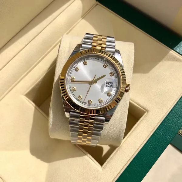 

with original box fashion men's watch sapphire glass 41mm datejust stainless steel bezel automatic mechanical mens presidential watches, Slivery;brown