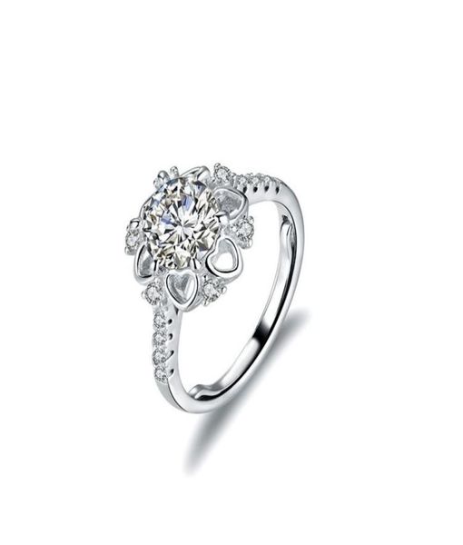 

cluster rings silver jewelry 15 ct mozambique stone ring whole s925 pure female classic four claw supporting bare3915154, Golden;silver