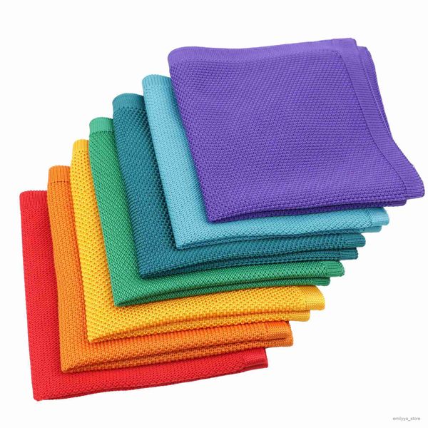 

2pcs handkerchiefs quality solid color knitted hankerchief scarves soft men women wedding pocket square tuxedo bow tie gift, Blue;white