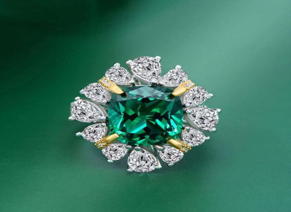 

hbp fashion jewelry 2021 new s925 silver 10 11 imitation green tourmaline luxury diamond ring 8ct4462594
