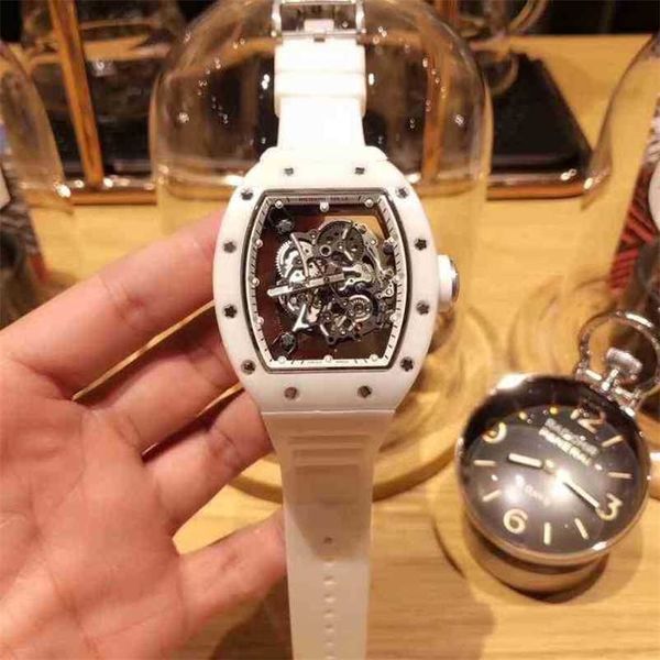 

richas watch mechanical milles watch luxury mechanics wine barrel leisure business rm055 fully automatic mechanical mill r white ceramic men, Slivery;black