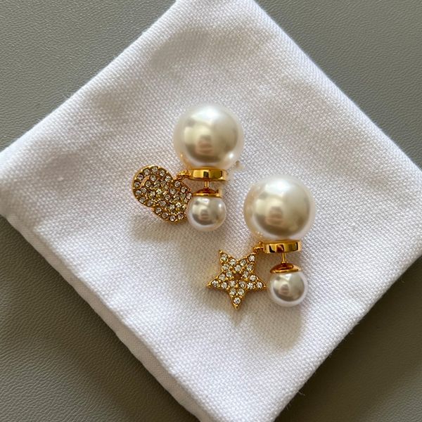 

earring for woman designer earring gold drop large fashion clover stars stud sterling silver earrings, Golden;silver
