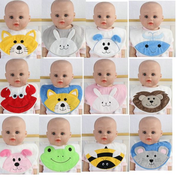

u-shaped button baby bibs feeding for newborn&infants two sides embroidered crystal velvet cartoon burp cloths for small boys&girls--1