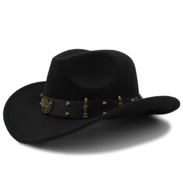 

wome men black wool chapeu western cowboy hat gentleman jazz sombrero hombre cap dad cowgirl hats size 5658cm 2208174913942, Blue;gray