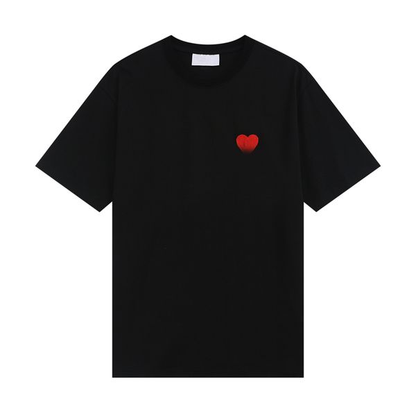 Herr T-shirt Amis de coeur T-shirts Kortärmade skjortor Herr Designer Topp Frankrike Mode Broderat hjärta Mönster Rundhals Paris T-shirt yyh