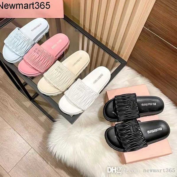 

2023 designer sandals women flat slides fashion banquet summer leather slippers multicolor flat heel mule size 35-41, Black