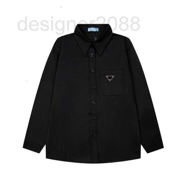 

women's blouses & shirts designer couple classic triangle pocket panel long sleeve casual shirt for men women vm61, White