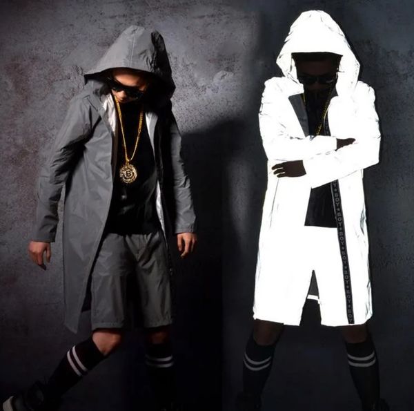 

men's jackets reflective cape coat hip hop clothes men, Black;brown