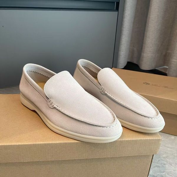 

luxury designer lp men loafer casual shoes loro&pianas summer walk suede loafers soft cow calfskin leather rubber sole light comfort man loa, Black