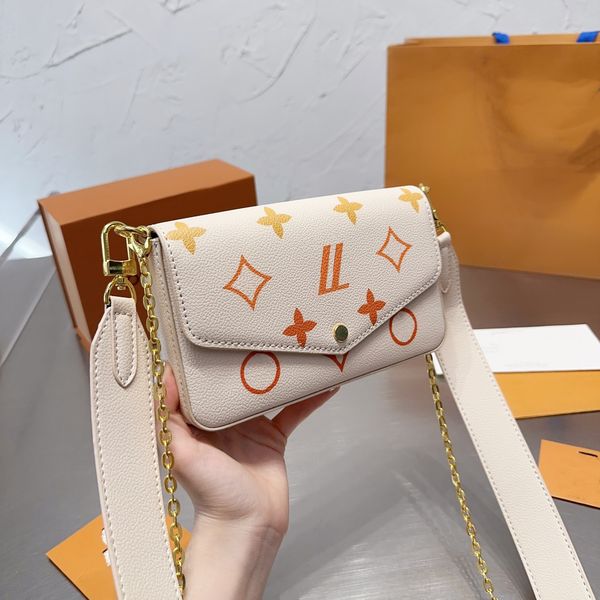 

23 women luxurys designer totes bags leather shoulder strap handbag 3 in1 chain printing flowers shouder crossbody ladies handbags messenger