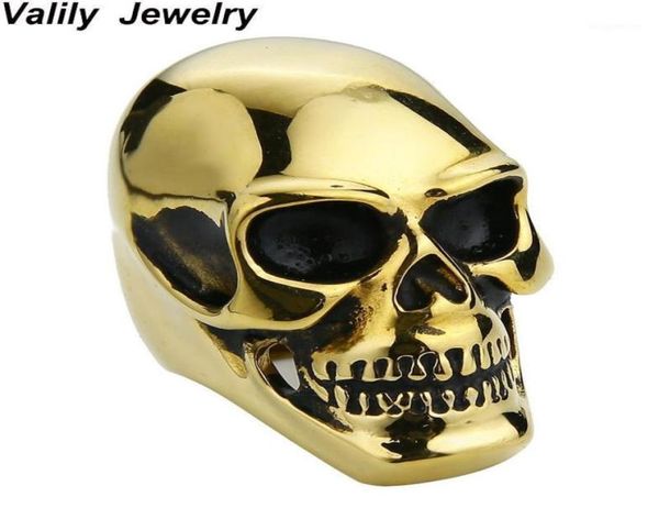 

edglifu cool gold stainless steel ring skull for man unique gothic punk retro sport biker skeleton male finger rings12547206, Golden;silver