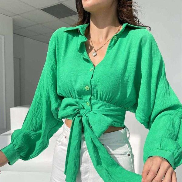 

shirt womens lace up long sleeve cardigan spring and summer midriff baring loose, White
