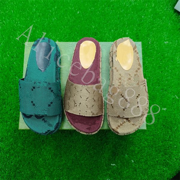 

g logo slippers embroidery slippers womens thick bottom embroidered canvas mule slides designer sandal slip on platform sliders double g bei, Black