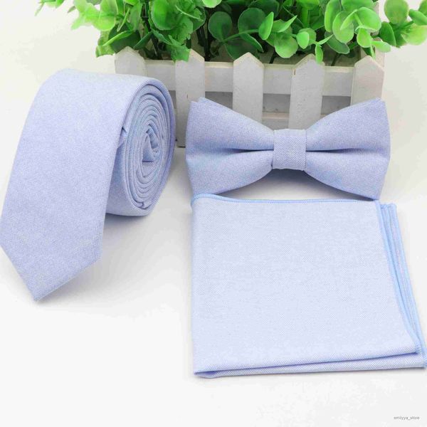 

2pcs handkerchiefs skinny cotton solid color tie bowtie pocket square set pure colorful necktie butterfly handkerchief lots, Blue;white