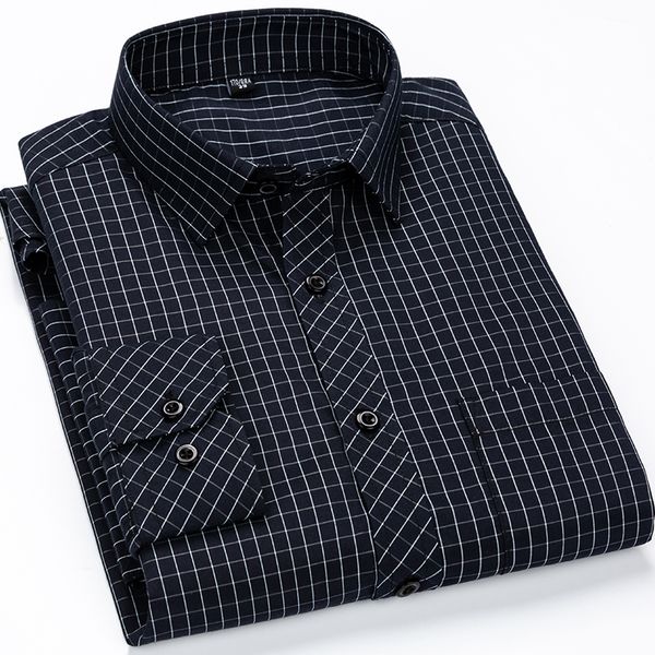 

men's dress shirts men's classic standard-fit plaid/striped social office dress shirt single patch pocket long sleeve formal busin, White;black