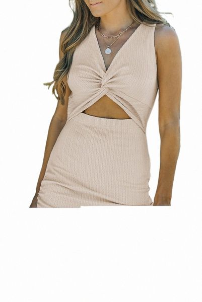 

apricot knitted twist cut out bodycon mini dress q3c4#, Black;pink
