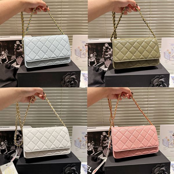 

2023 new designers crossbody wallet on chain women designer ladies purse card holder bag chain wallet quilted shoulder bag 20cm gold